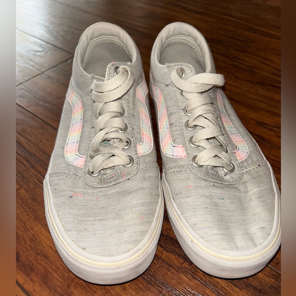 Vans grey cloth with multi colored pastel jazz stripe